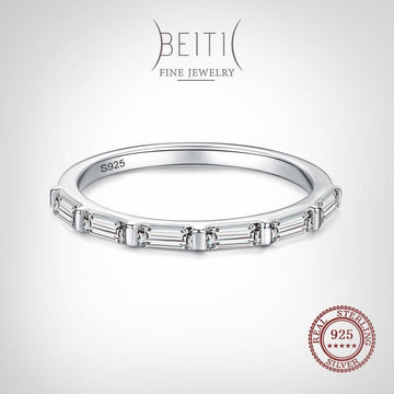 *NEW* Classic Sterling Silver Rectangle AAAA Simulated Diamonds Minimalist Fine Stackable Ring - The Jewellery Supermarket